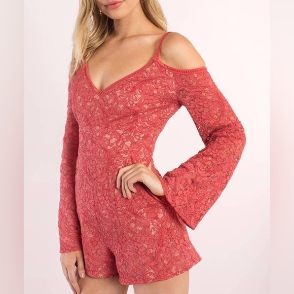 The Jetset Diaries Rava Lace Romper Red Size S NWT - Picture 1 of 14